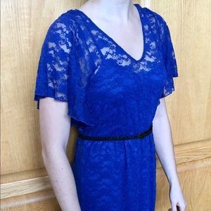 Junior’s short royal blue lace dress
